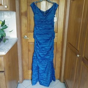 Blue fitted evening gown